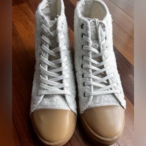 American eagle outfitters faux fur high top sneakers